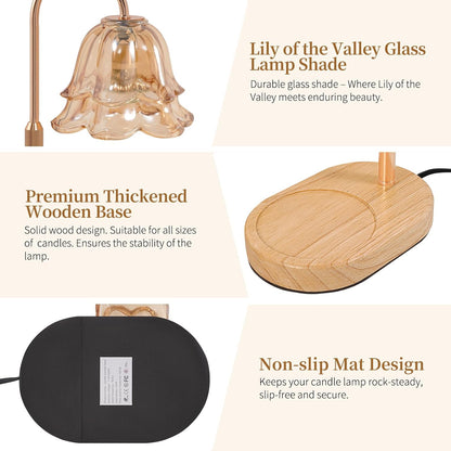 Flower Candle Warmer Lamp with Timer - Dimmable Electric Candle Warming Lamps, Adjustable Wax Melter Wamers Light for Jar Candles, Birthday Gifts for Women, Christmas New Home Decor, Gold