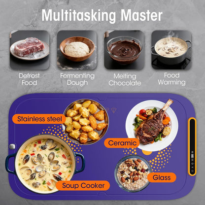 Warming Mat for Food, Extra Large, Food Warming Mat for Countertop, Food Warmer Mat with AI 7 Temperature Settings, Child Lock, Raised Feet Protects Table, Fast 8S Heating,Parties,Buffets,Daily Use