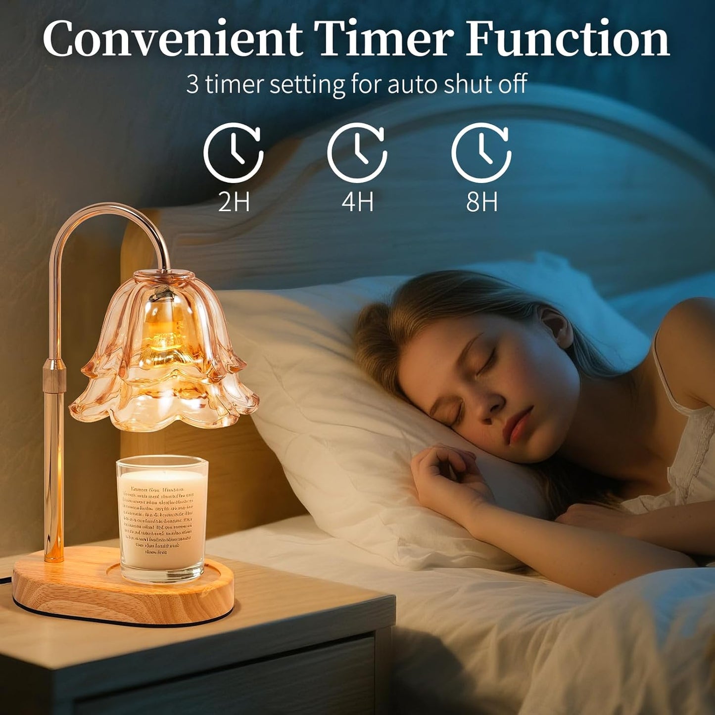 Flower Candle Warmer Lamp with Timer - Dimmable Electric Candle Warming Lamps, Adjustable Wax Melter Wamers Light for Jar Candles, Birthday Gifts for Women, Christmas New Home Decor, Gold
